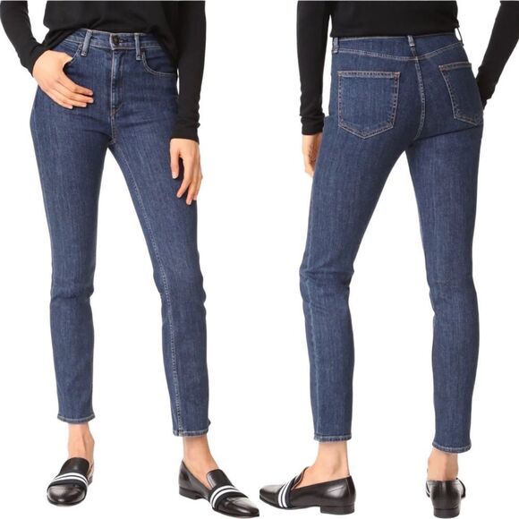 NWT RAG & BONE Dark Paz High Rise Ankle Straight Jeans 24 - Picture 1 of 11